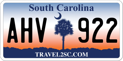 SC license plate AHV922