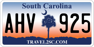 SC license plate AHV925