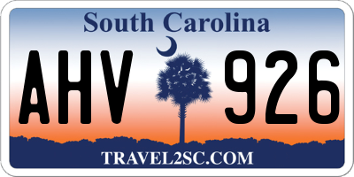 SC license plate AHV926
