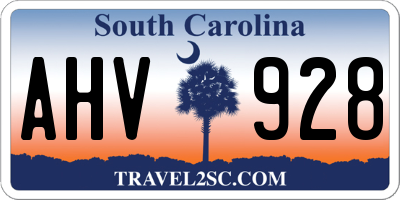 SC license plate AHV928