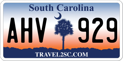 SC license plate AHV929