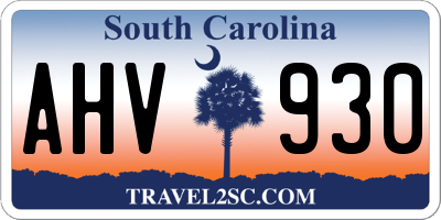 SC license plate AHV930
