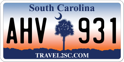 SC license plate AHV931