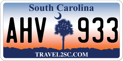 SC license plate AHV933