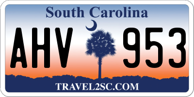 SC license plate AHV953
