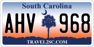 SC license plate AHV968