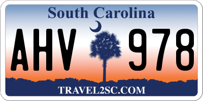 SC license plate AHV978