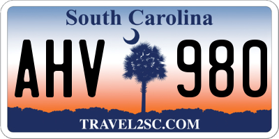 SC license plate AHV980
