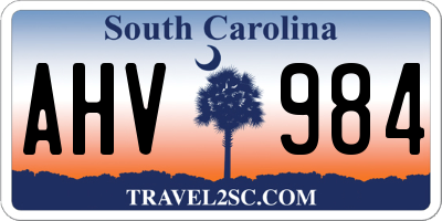 SC license plate AHV984