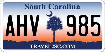 SC license plate AHV985