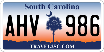 SC license plate AHV986