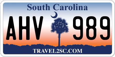 SC license plate AHV989
