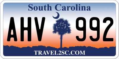 SC license plate AHV992