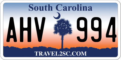SC license plate AHV994