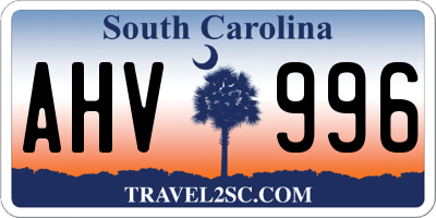 SC license plate AHV996