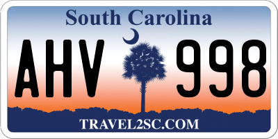 SC license plate AHV998