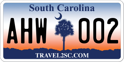 SC license plate AHW002