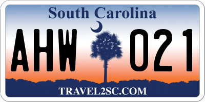 SC license plate AHW021