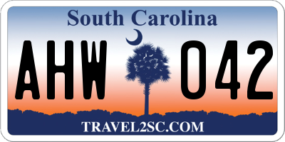 SC license plate AHW042