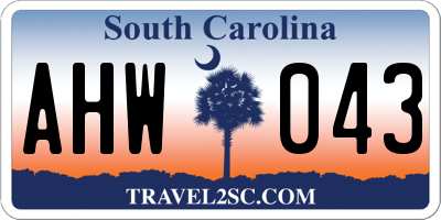 SC license plate AHW043