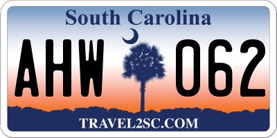 SC license plate AHW062