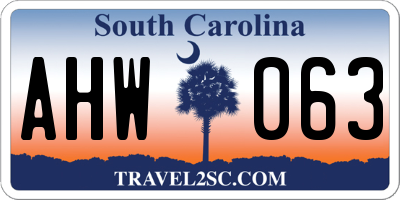 SC license plate AHW063