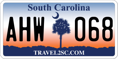 SC license plate AHW068