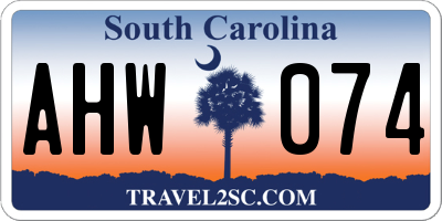 SC license plate AHW074