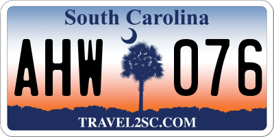 SC license plate AHW076
