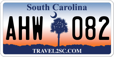 SC license plate AHW082
