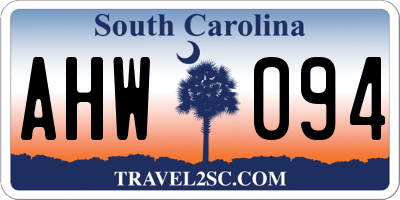 SC license plate AHW094