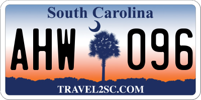SC license plate AHW096