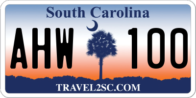 SC license plate AHW100