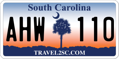 SC license plate AHW110