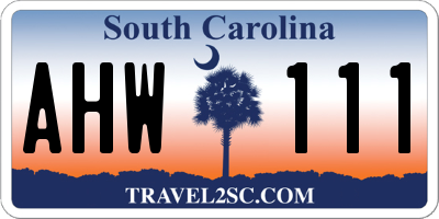SC license plate AHW111