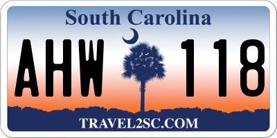 SC license plate AHW118