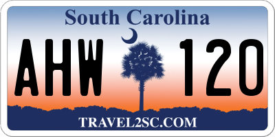 SC license plate AHW120