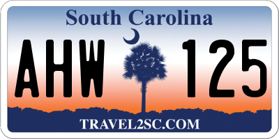 SC license plate AHW125