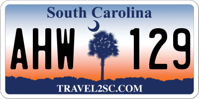 SC license plate AHW129