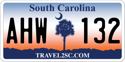 SC license plate AHW132