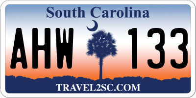 SC license plate AHW133