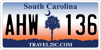 SC license plate AHW136