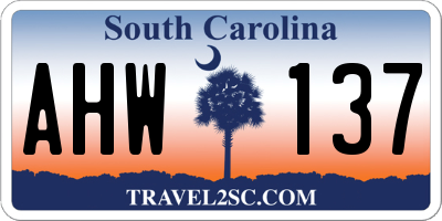 SC license plate AHW137