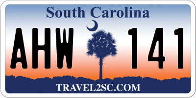 SC license plate AHW141