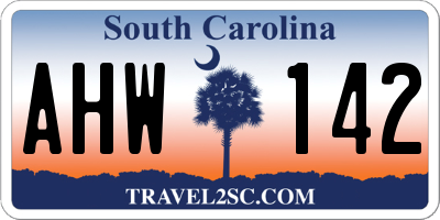 SC license plate AHW142