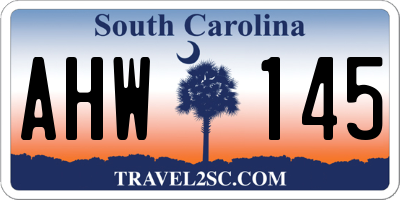 SC license plate AHW145