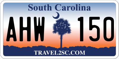 SC license plate AHW150