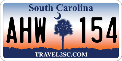 SC license plate AHW154