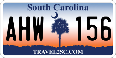 SC license plate AHW156