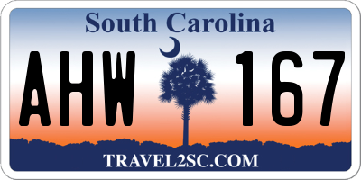 SC license plate AHW167